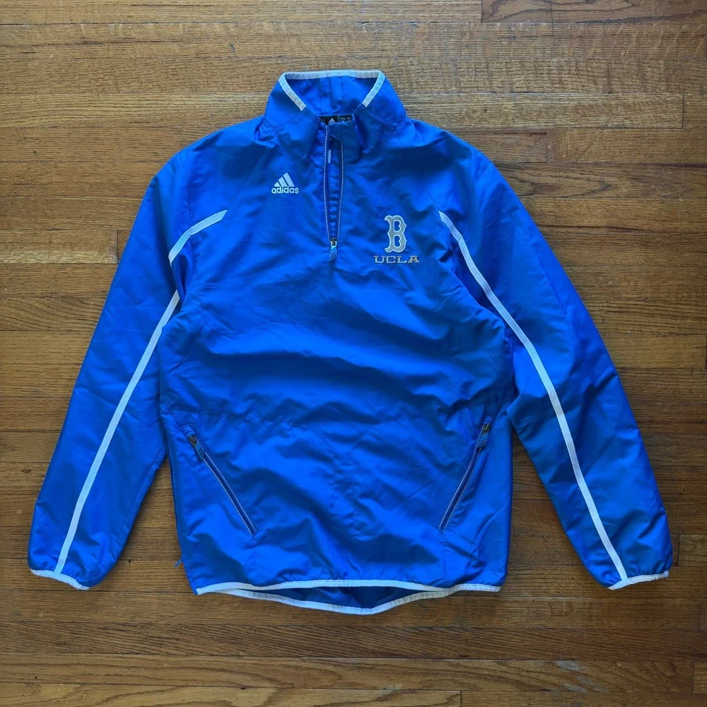 Adidas UCLA Bruins Climaproof Quarter Zip Windbreaker Blue Mens Small Jacket